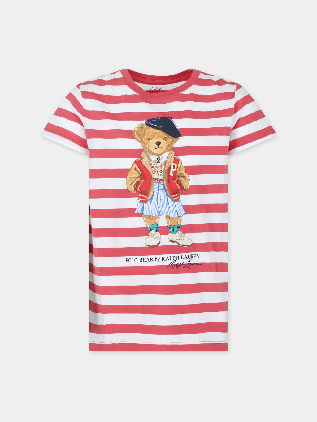 T-shirt rossa per bambina con Polo Bear